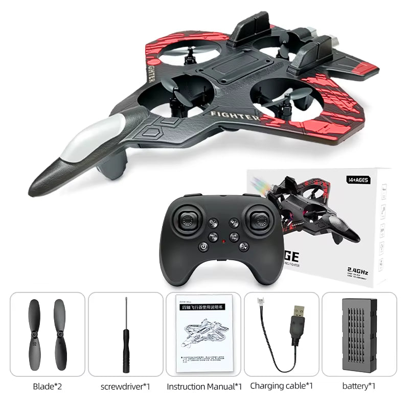 L101 RC Foam Airplane 2.4G RC Fighter Stunt Tumbling Helicopter with LED Colored Lights Airplane Model Toy