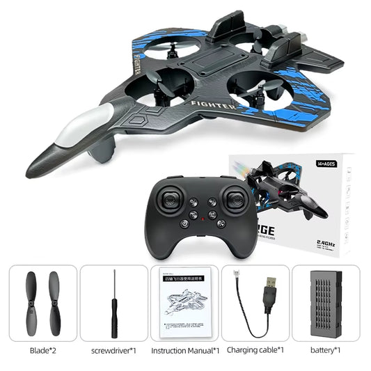 L101 RC Foam Airplane 2.4G RC Fighter Stunt Tumbling Helicopter with LED Colored Lights Airplane Model Toy
